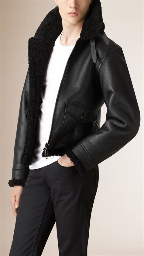 burberry womens shearling jacket|shearling aviator jacket men's.